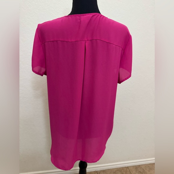 Pink Blouse with Zipper Pocket Accent - Picture 2 of 3